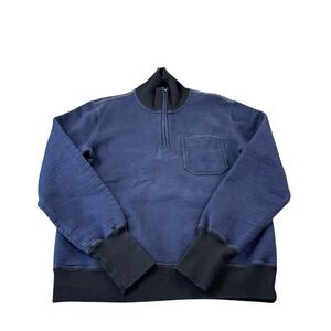 Guideboat Co. Reliance Garments Blue Heavy Weighted Half Zip Pullover Size M